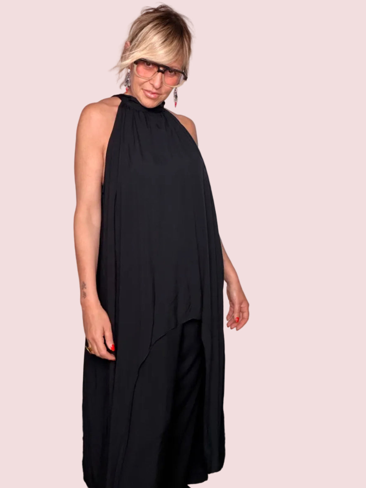 Set Due Pezzi Top Halter Neck e Pantalone Palazzo