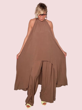 Set Due Pezzi Top Halter Neck e Pantalone Palazzo