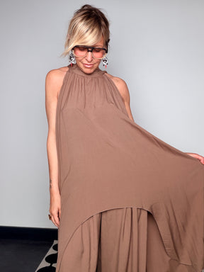 Set Due Pezzi Top Halter Neck e Pantalone Palazzo