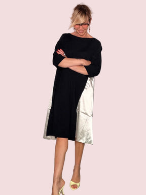Abito Midi Oversize con Inserto Satin Laterale