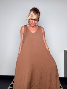 Abito Maxi Oversize Scollo V a Palloncino