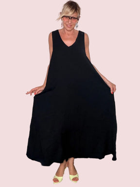 Abito Maxi Oversize Scollo V a Palloncino