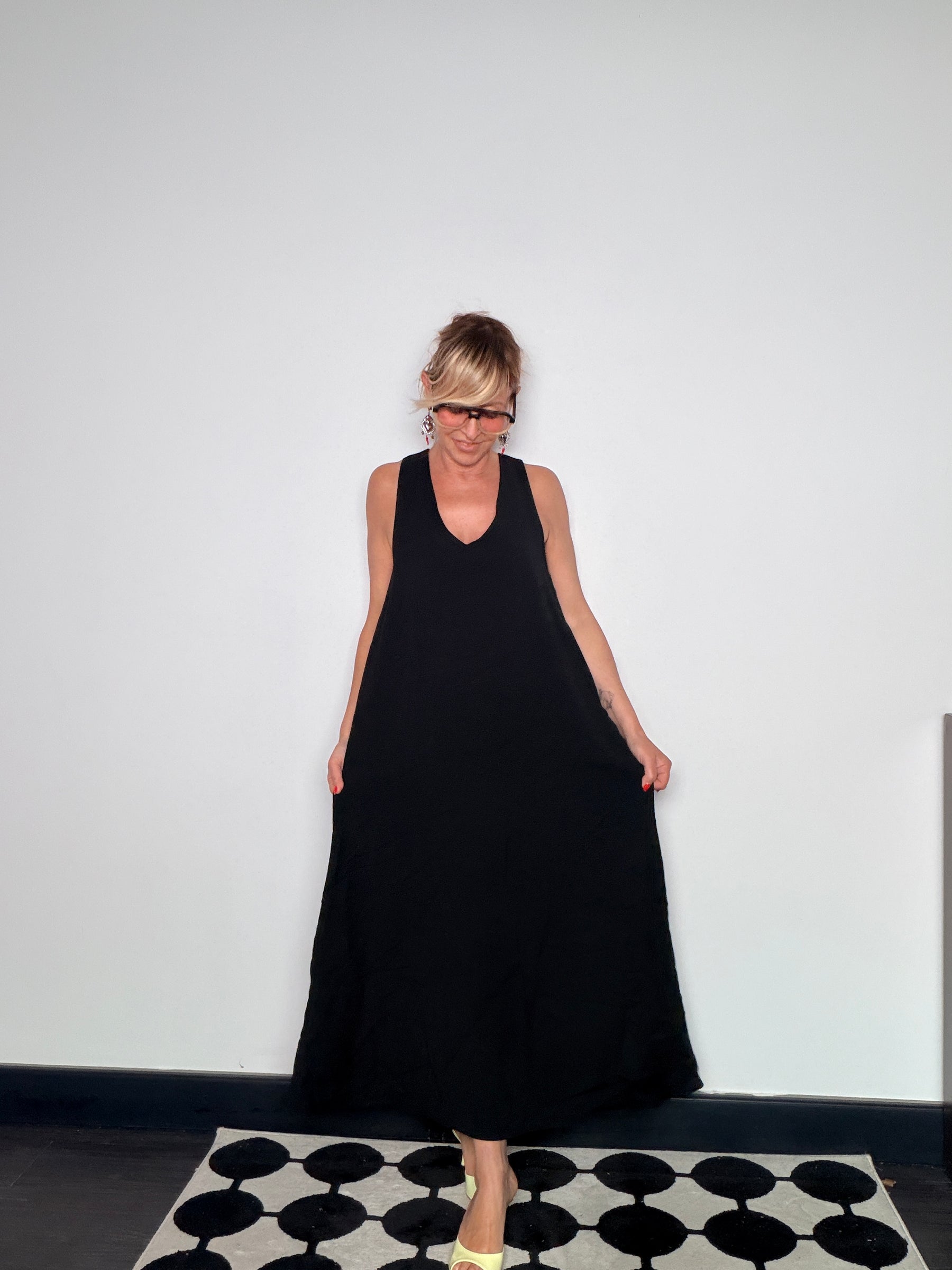 Abito Maxi Oversize Scollo V a Palloncino
