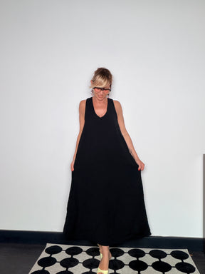 Abito Maxi Oversize Scollo V a Palloncino