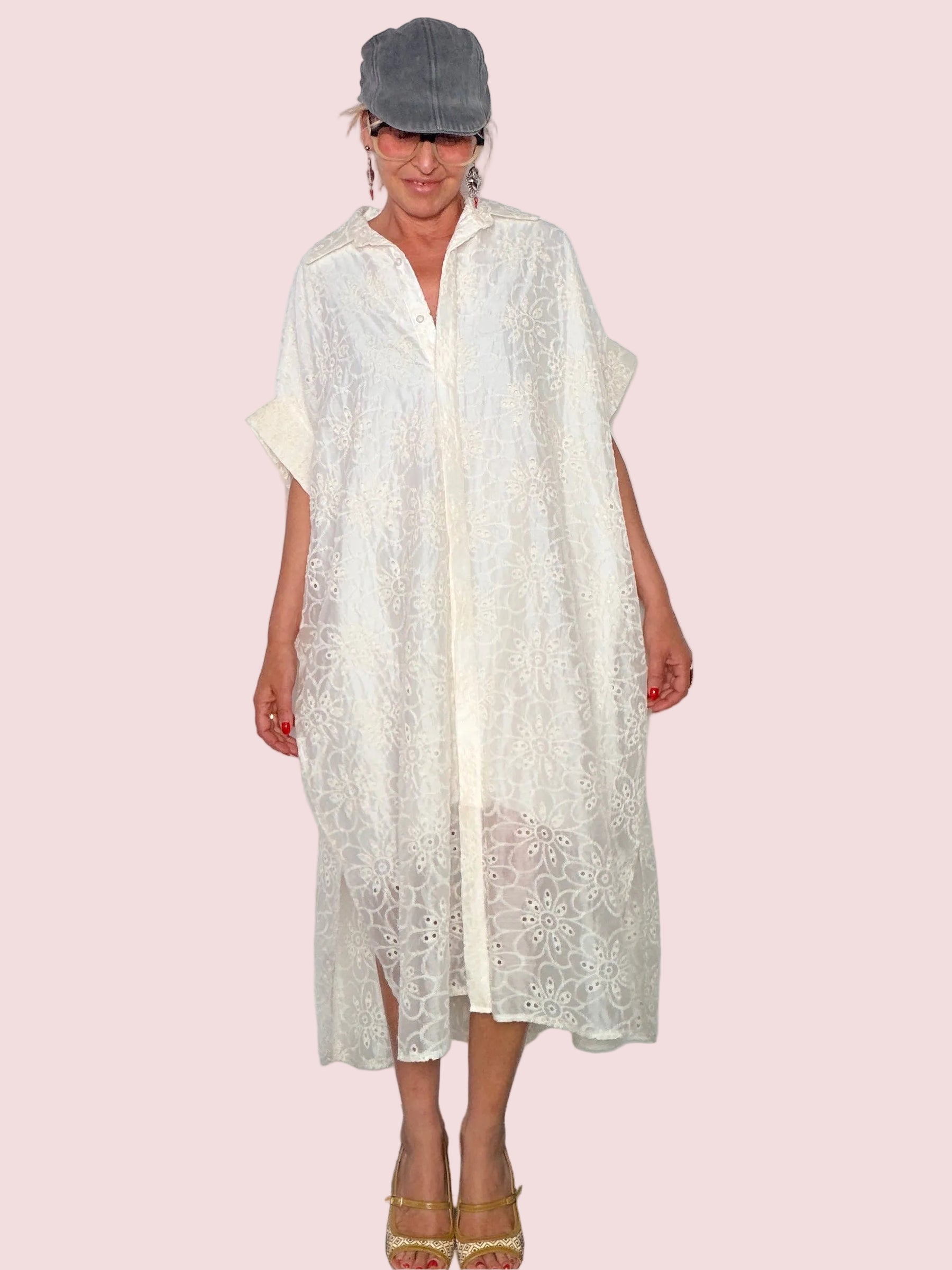 Chemisier Maxi Oversize in Sangallo con Fodera