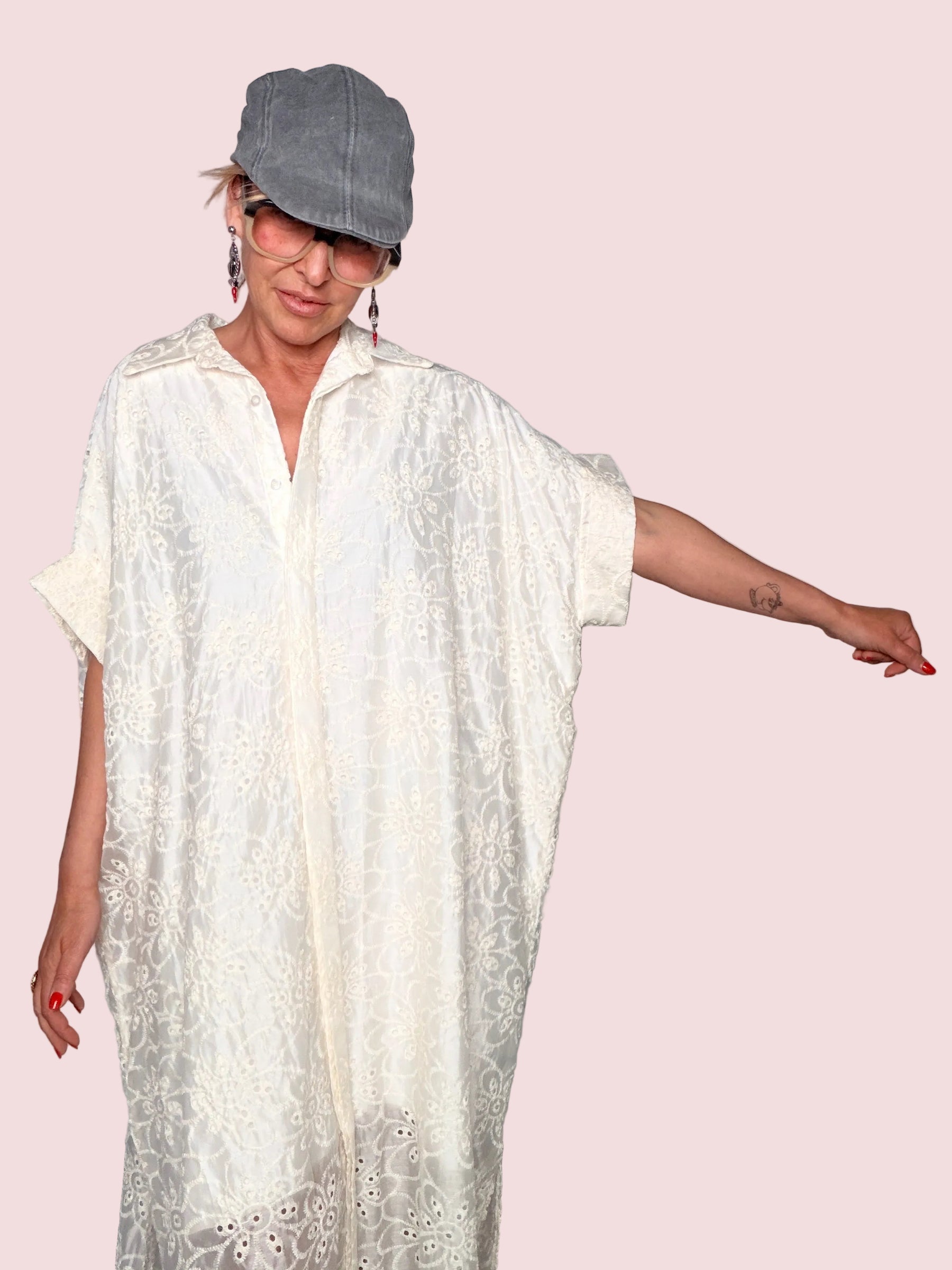 Chemisier Maxi Oversize in Sangallo con Fodera
