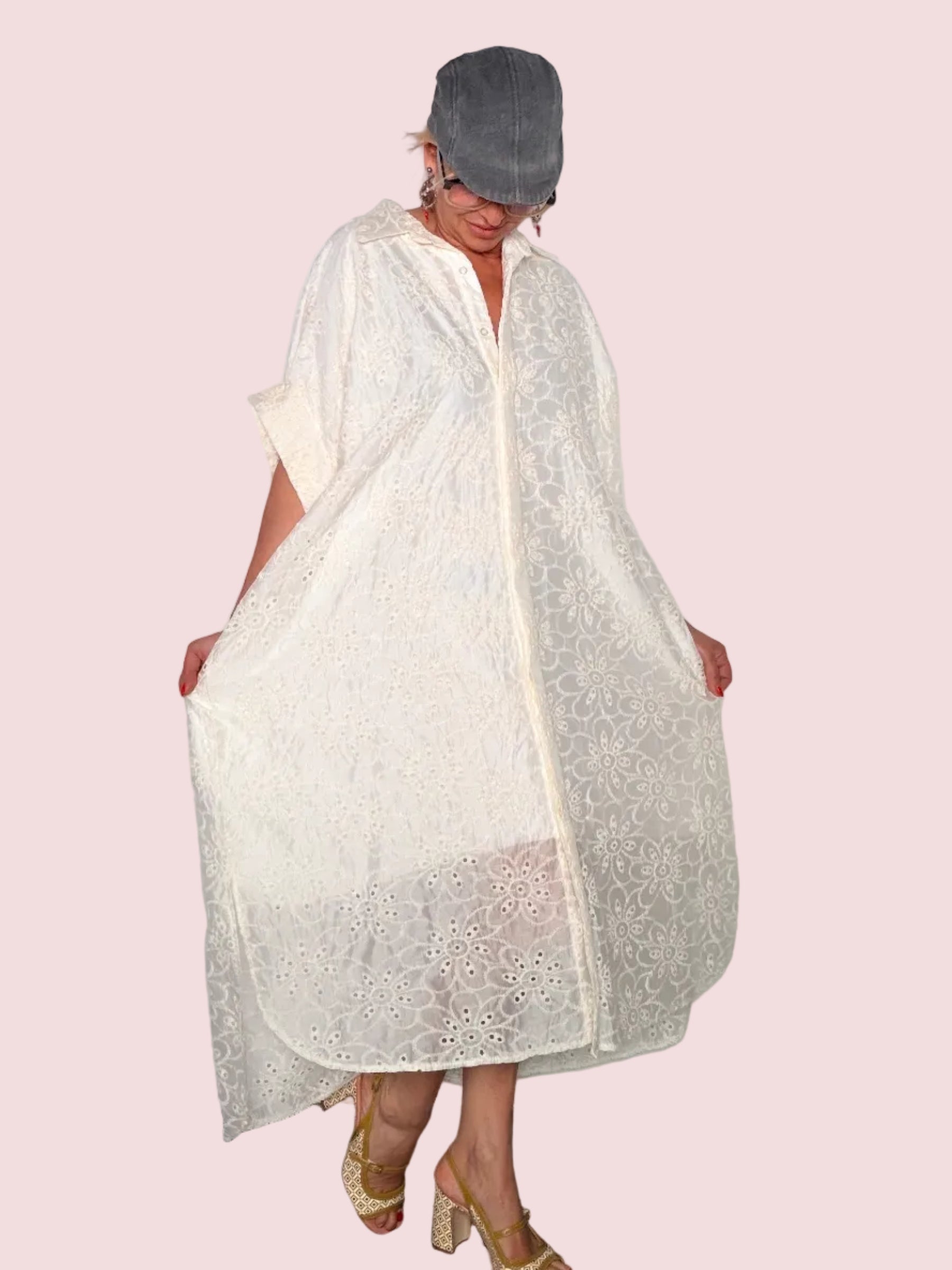 Chemisier Maxi Oversize in Sangallo con Fodera