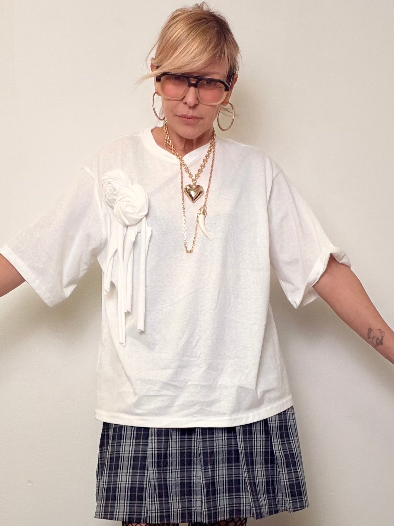 T-Shirt Over con Fiori