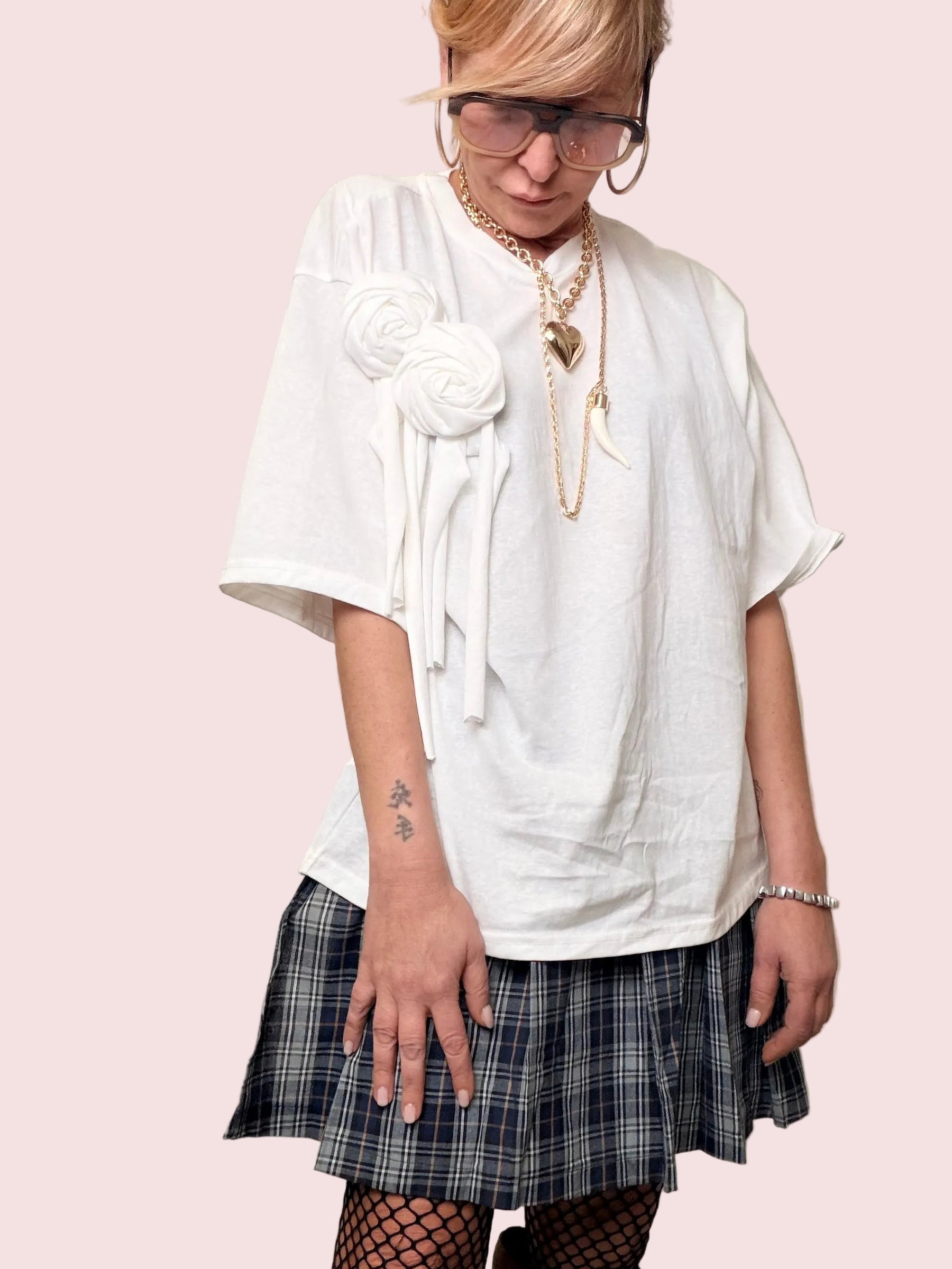 T-Shirt Over con Fiori