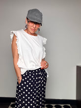 Pantalone Palazzo a Pois con Banda Laterale a Contrasto