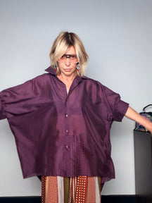 Camicia Oversize Maxi Pipistrello in Lyocell Cangiante