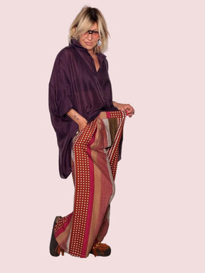 Pantalone Palazzo Maxi Viscosa Stampa Patchwork Geometrica