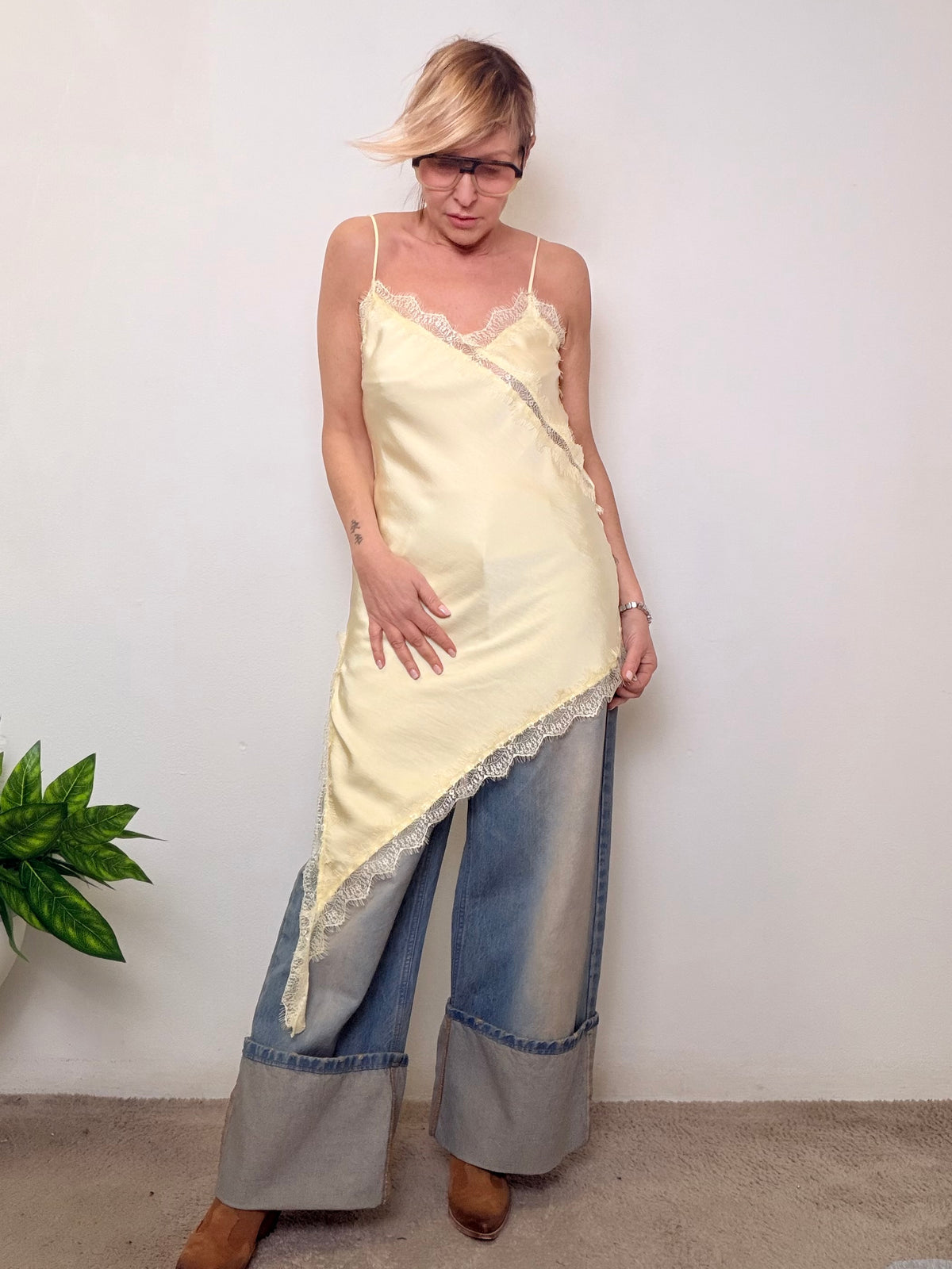 Abito top sottoveste asimmetrico