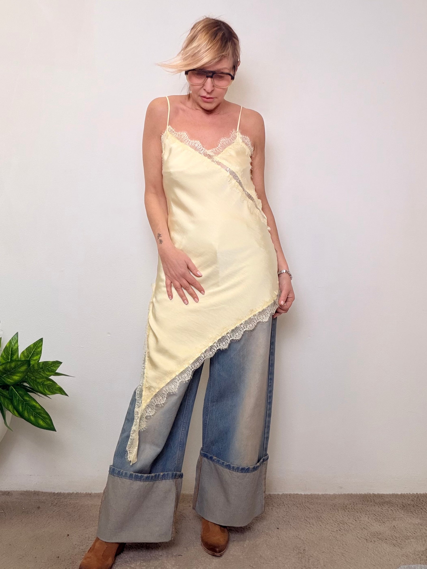 Abito top sottoveste asimmetrico