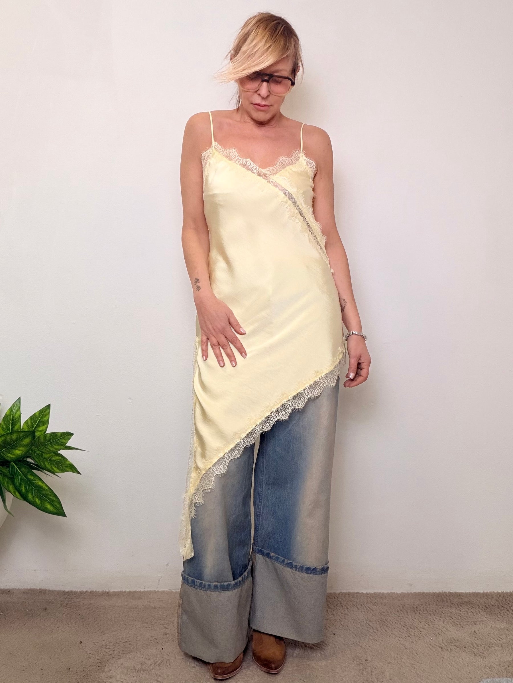 Abito top sottoveste asimmetrico