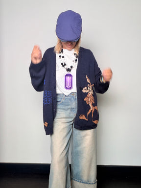 Cardigan over con fantasia cartoon