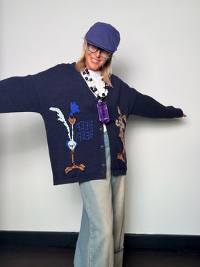 Cardigan over con fantasia cartoon
