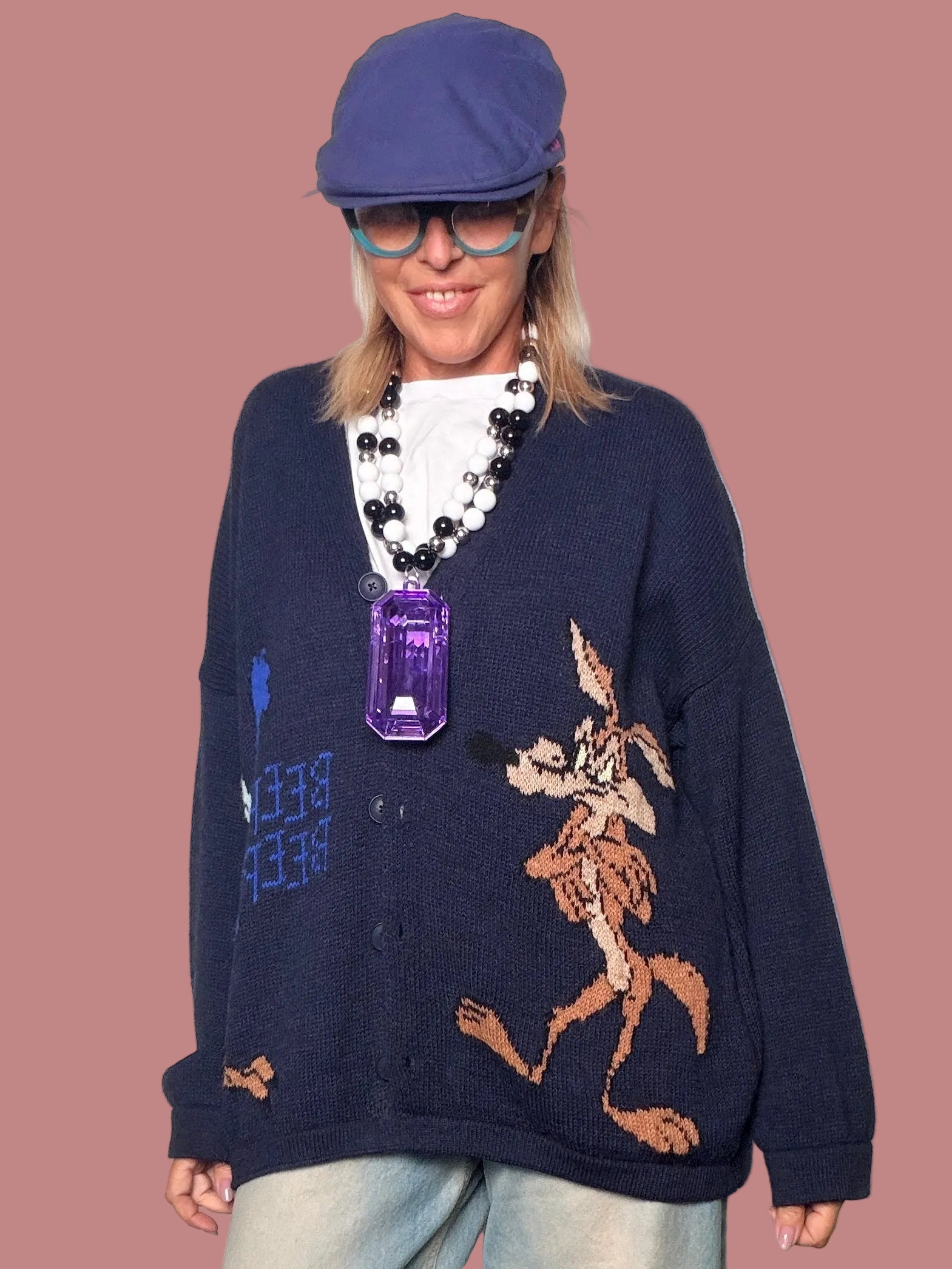 Cardigan over con fantasia cartoon