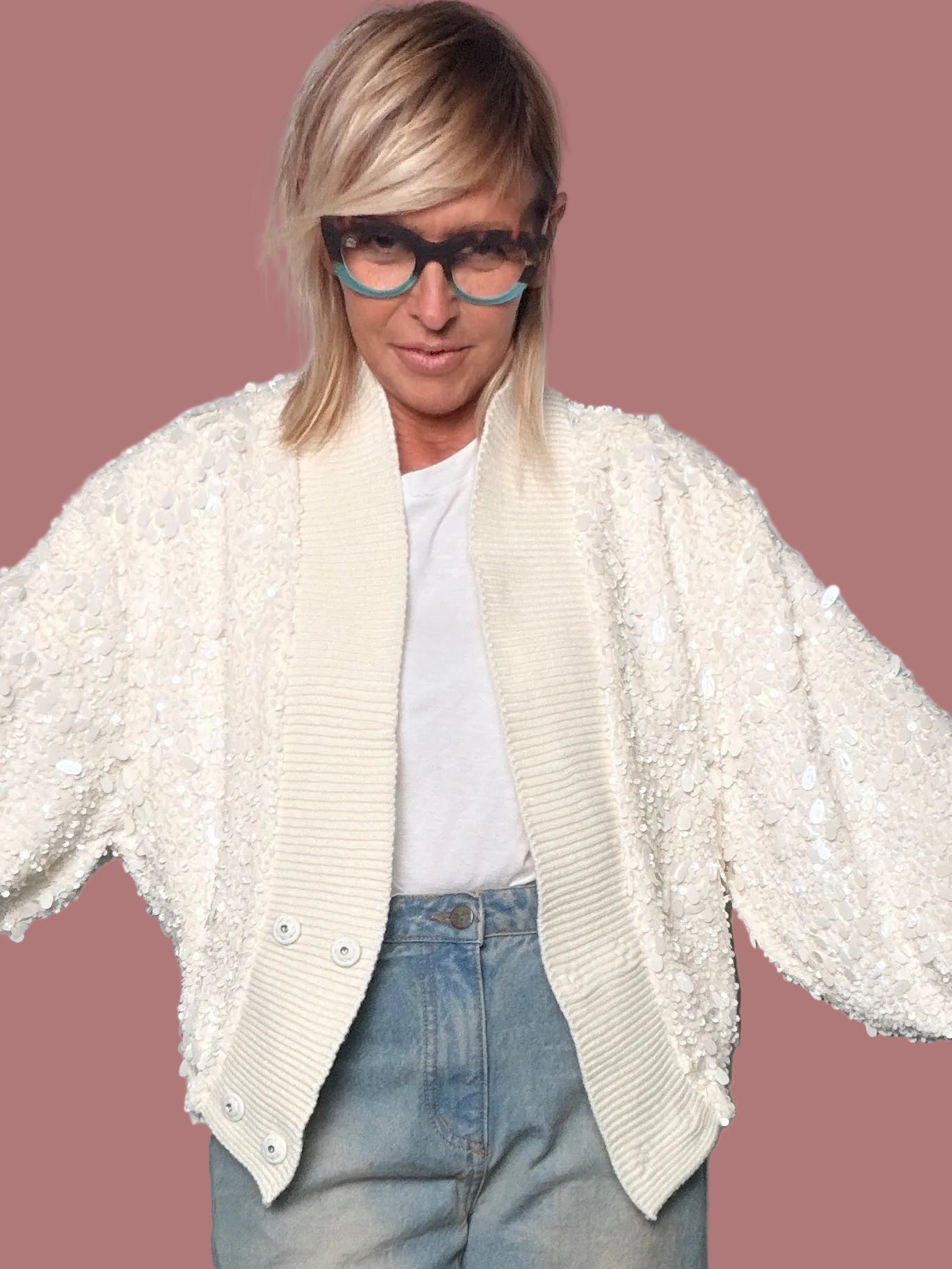 Giacca cardigan con paillettes