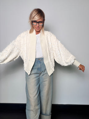 Giacca cardigan con paillettes
