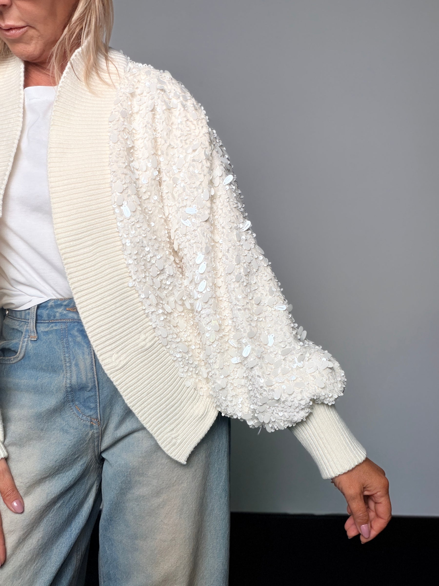 Giacca cardigan con paillettes
