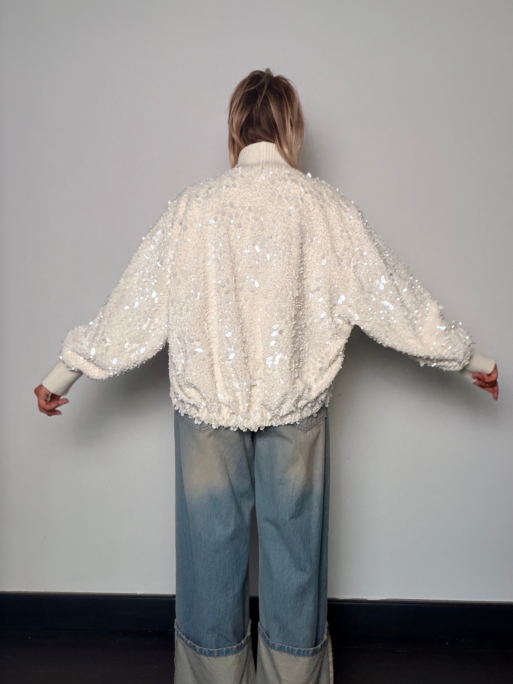 Giacca cardigan con paillettes