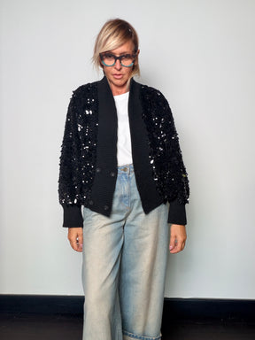 Giacca cardigan con paillettes