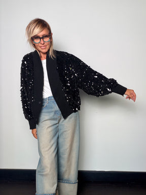 Giacca cardigan con paillettes
