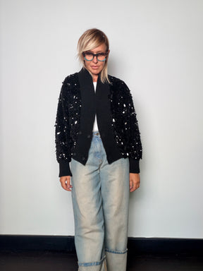 Giacca cardigan con paillettes