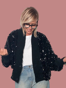 Giacca cardigan con paillettes
