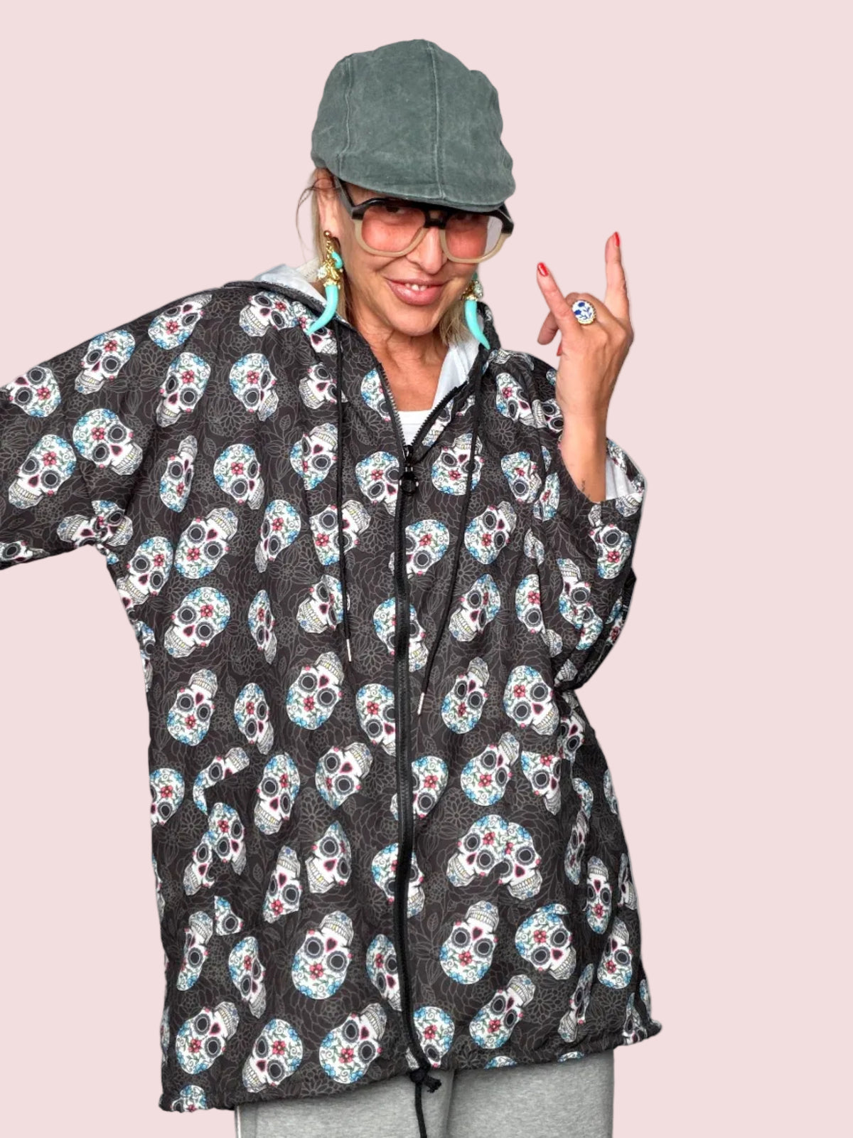 Trench Leggero Oversize Stampa Grafica