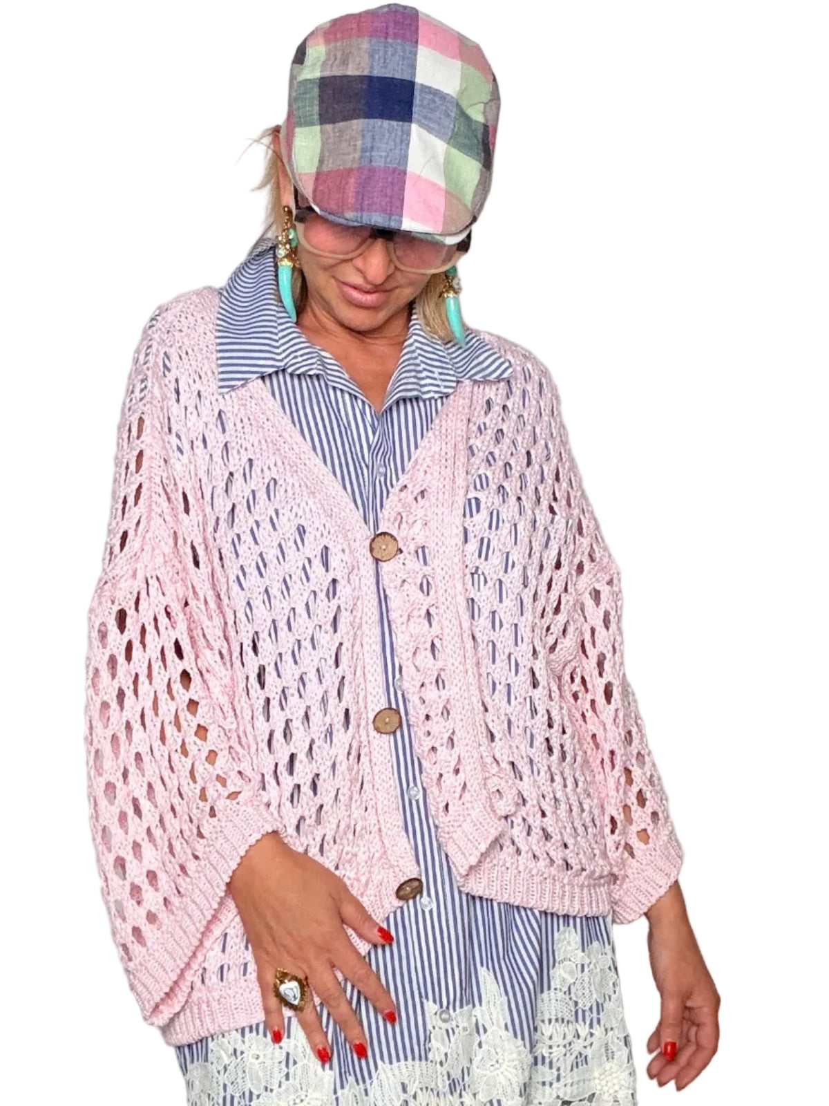 Cardigan in rete over