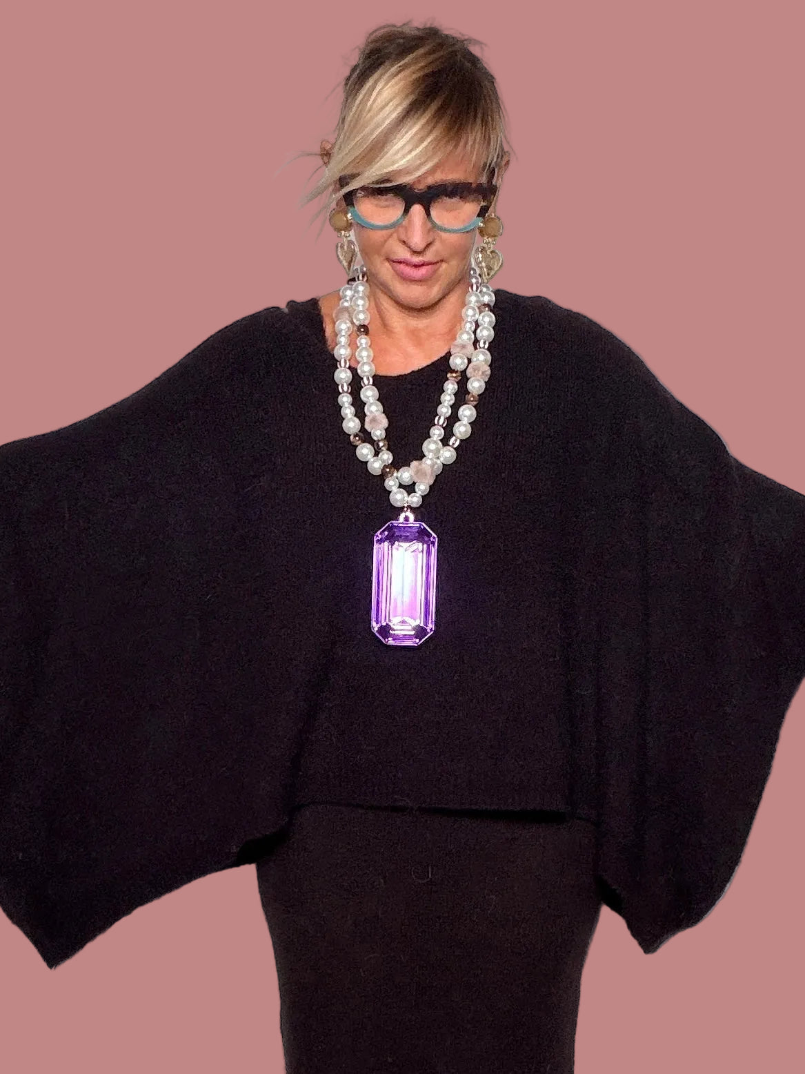 Maglia over effetto poncho