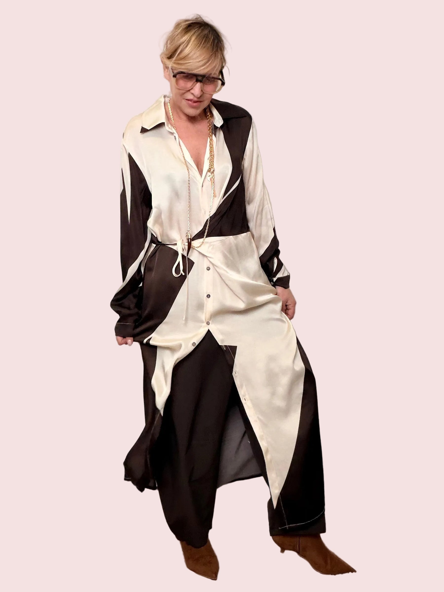 Abito chemisier over bicolor