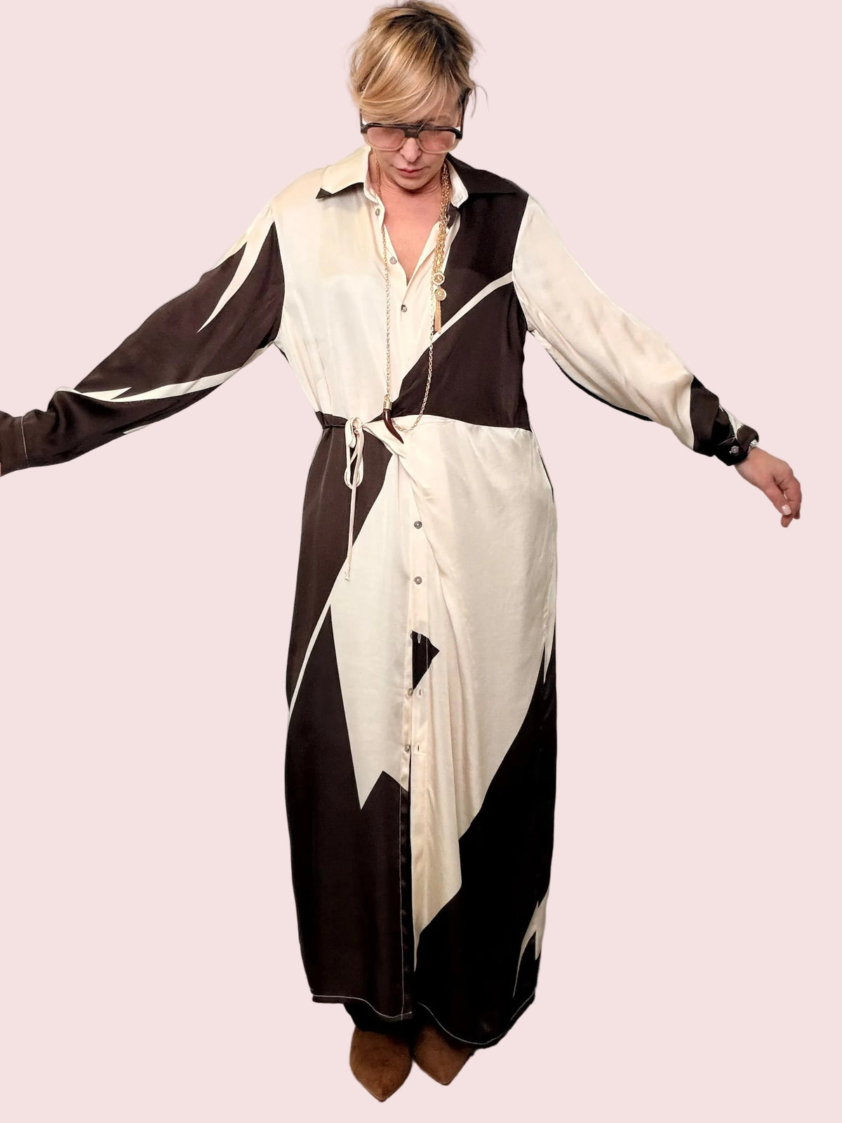 Abito chemisier over bicolor