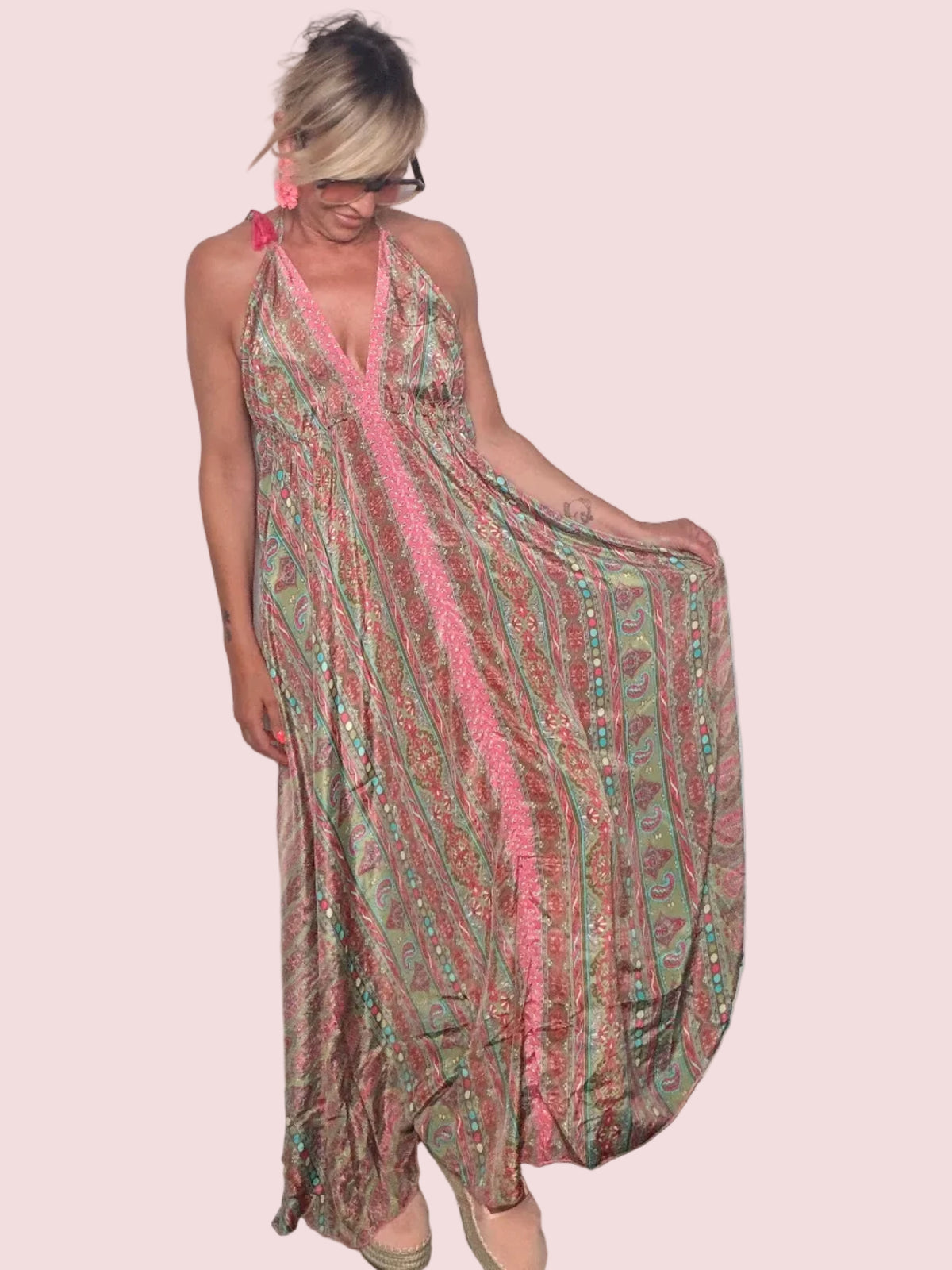 Abito Lungo Halter Paisley
