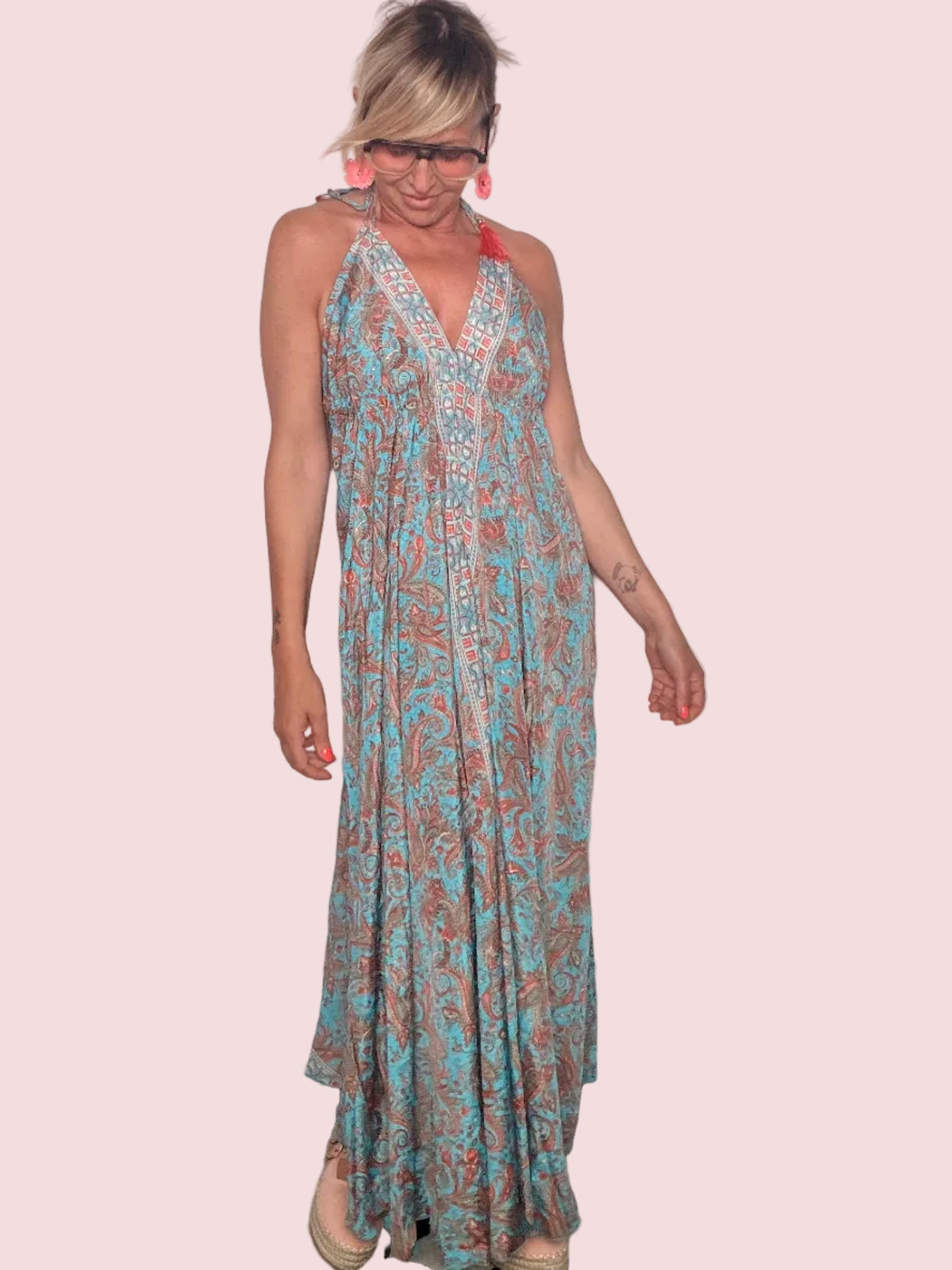 Abito Lungo Halter Paisley