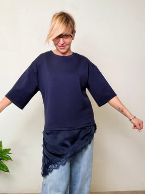 Felpa over con dettaglio pizzo