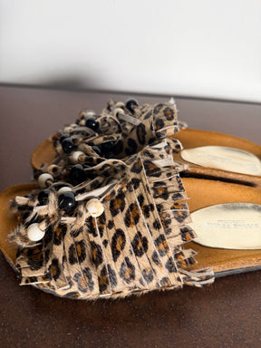 Ciabatte Slide Frange Leopardate & Perle