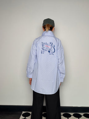 Camicia Oversize Righe & Patch Numero
