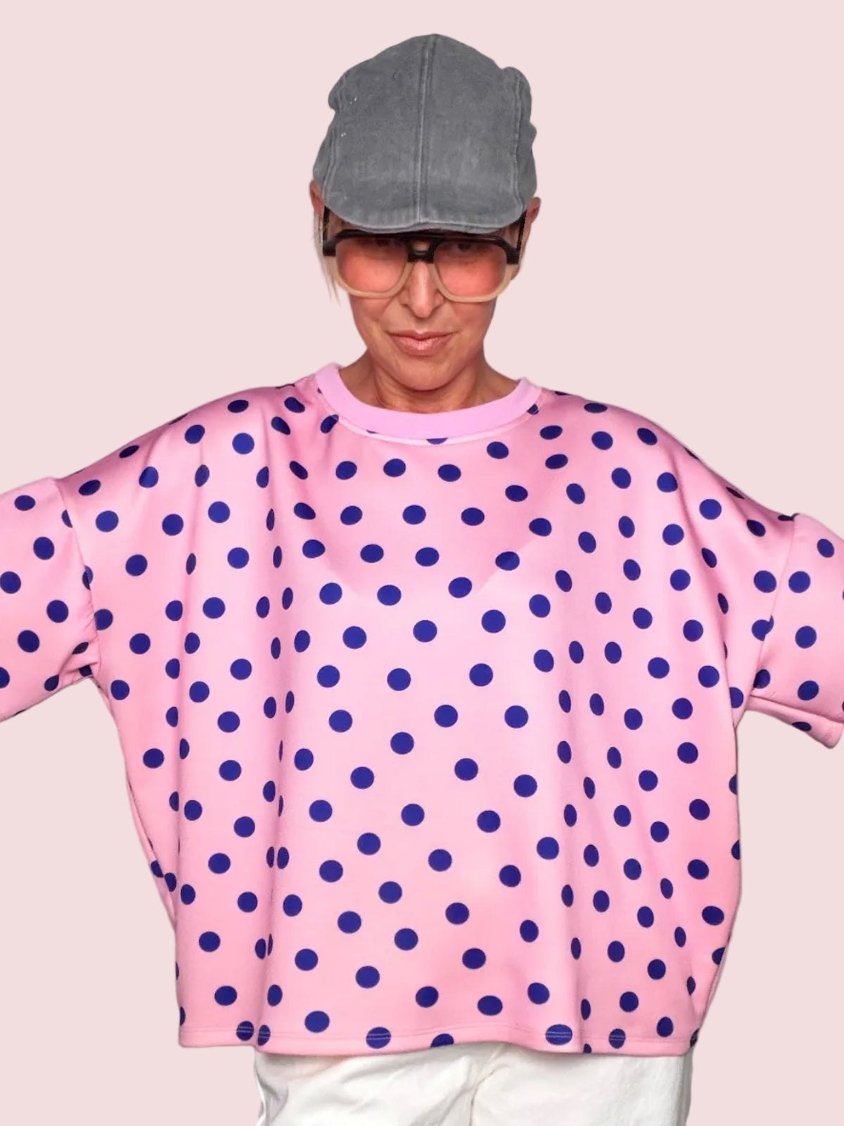 Felpa Oversize Pois Maxi Bicolor