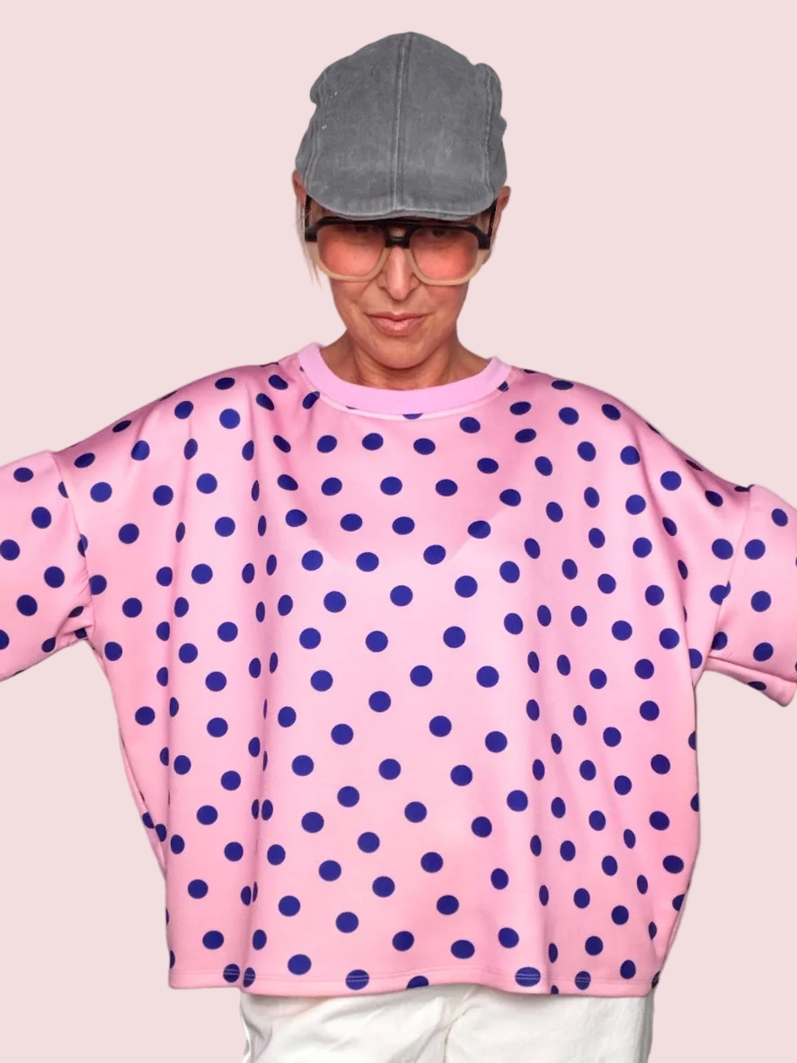 Felpa Oversize Pois Maxi Bicolor