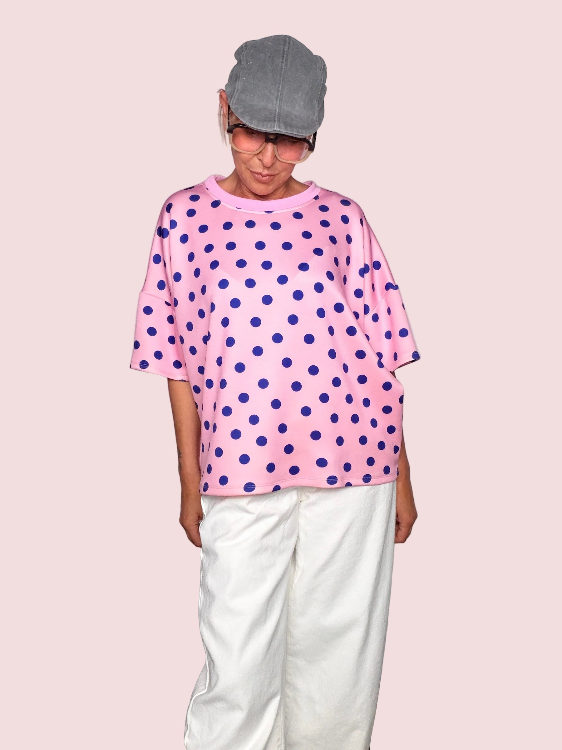 Felpa Oversize Pois Maxi Bicolor