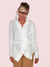 Camicia Bianca Drappeggio Twist Frontale