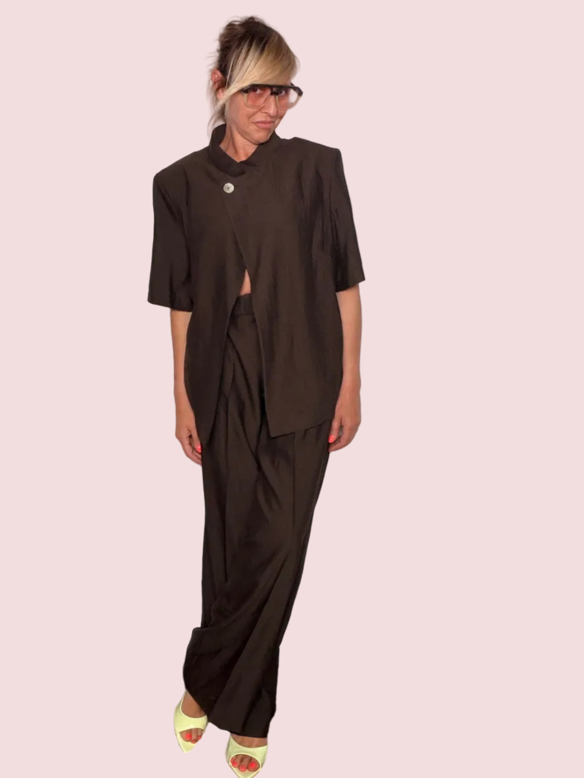 Completo Giacca Asimmetrica & Pantalone Wide Leg