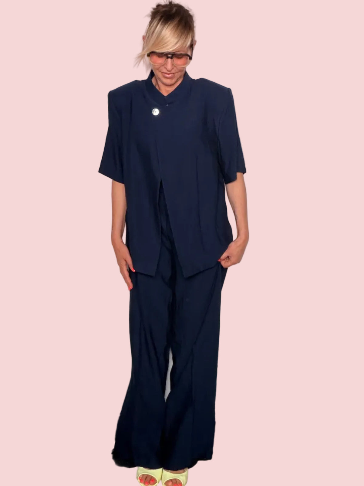 Completo Giacca Asimmetrica & Pantalone Wide Leg