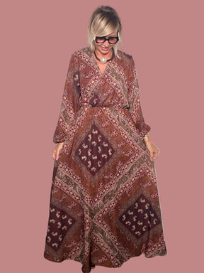 Abito lungo incrociato fantasia foulard Susy Star