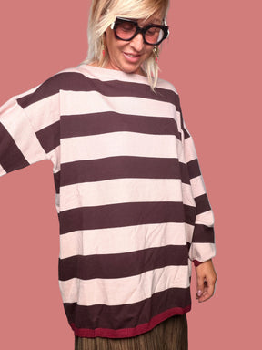 Maglia Rigata Piombo e Rosa Cipria Susy Star