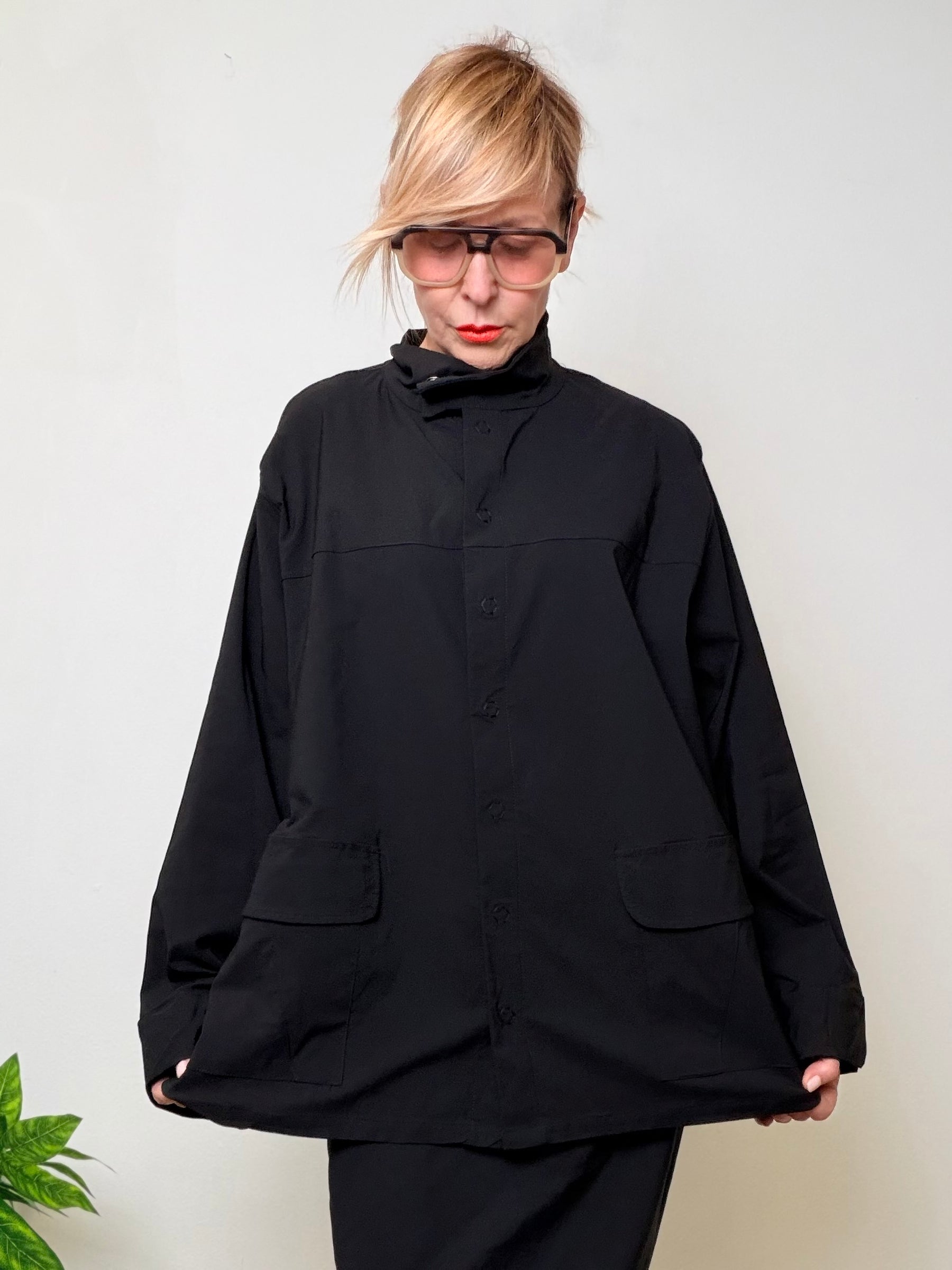 Giacca in bengalina over con collo coreana