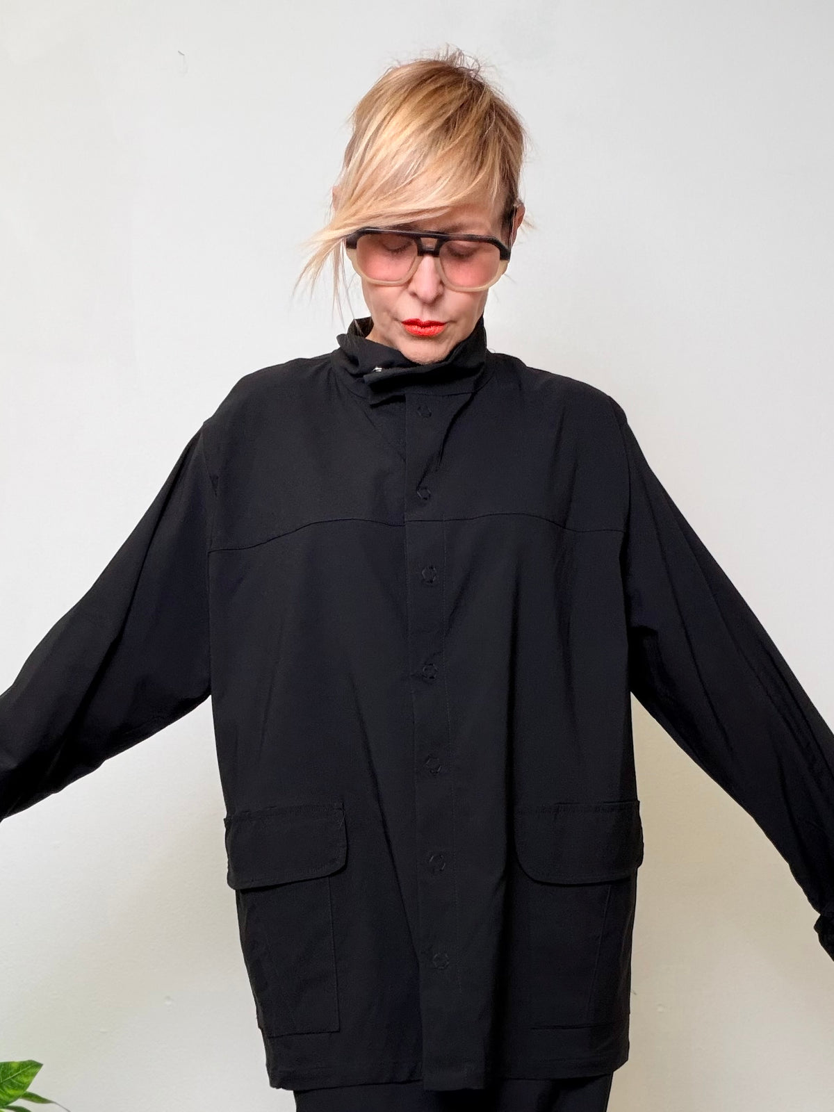 Giacca in bengalina over con collo coreana